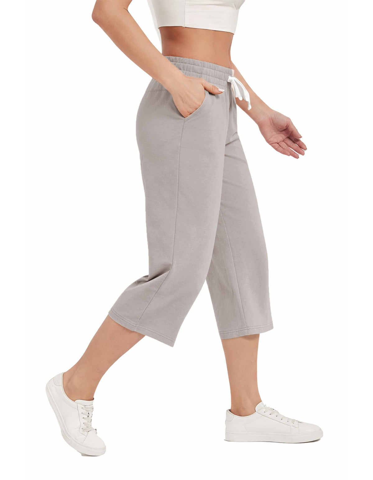 Specialmagic Women's Capri Pants Cotton Sweatpants Deep Taupe Xl