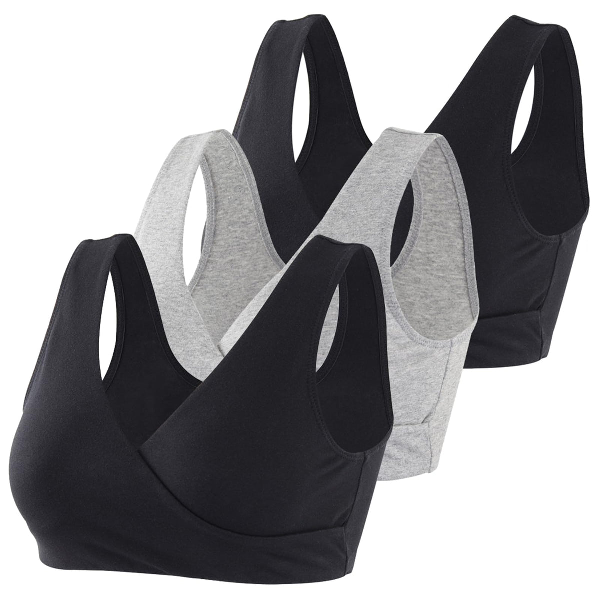 Topwhere Women's's Tank Sleep Lace for Nursing and Maternity (black+black+grey, Xl) Bra