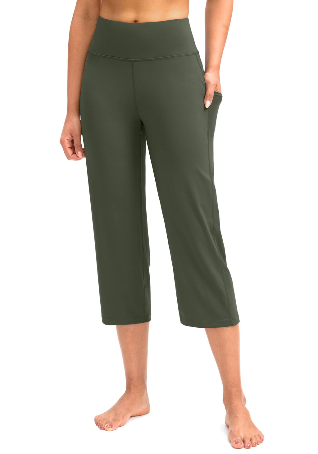 Capri Pants For Women High-Waist Workout Yoga With Pockets - Size 3X-Large