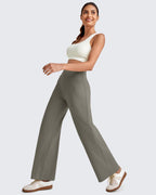 G4free Wide-Leg Yoga Pants For Women With Pockets Mocha Brown Xxl