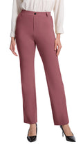Vimpep Yoga Pants Women Straight-Leg With Pockets - Brick Red