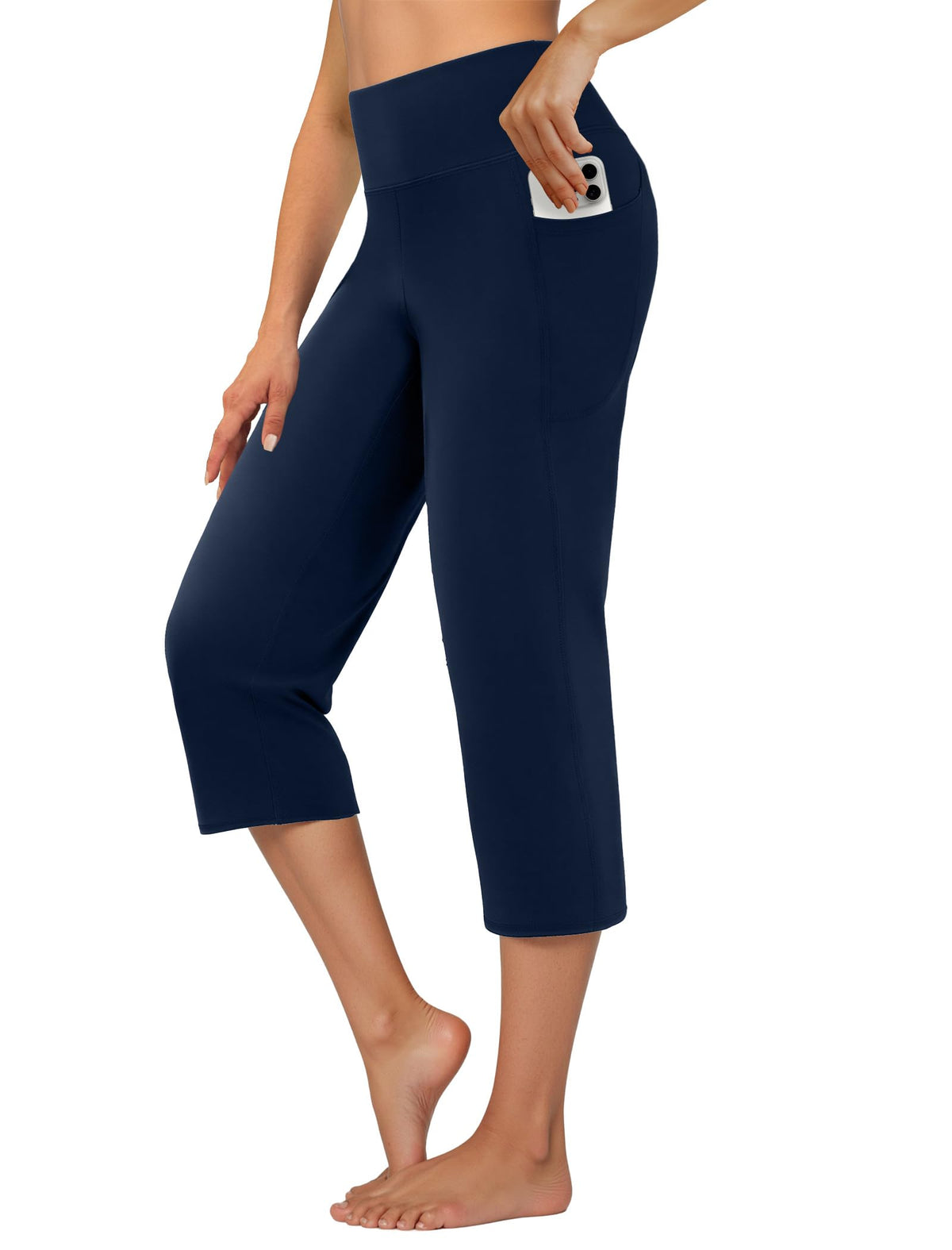 Dlooda Capri Pants For Women High-Waist Cropped Yoga With - Navy Blue