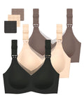 Women's Gailife 3 Pack for Breastfeeding Seamless V Neck Mesh Comfort Pregnancy Sleep Bralette Xl, Black/beige/grey Nursing Bra