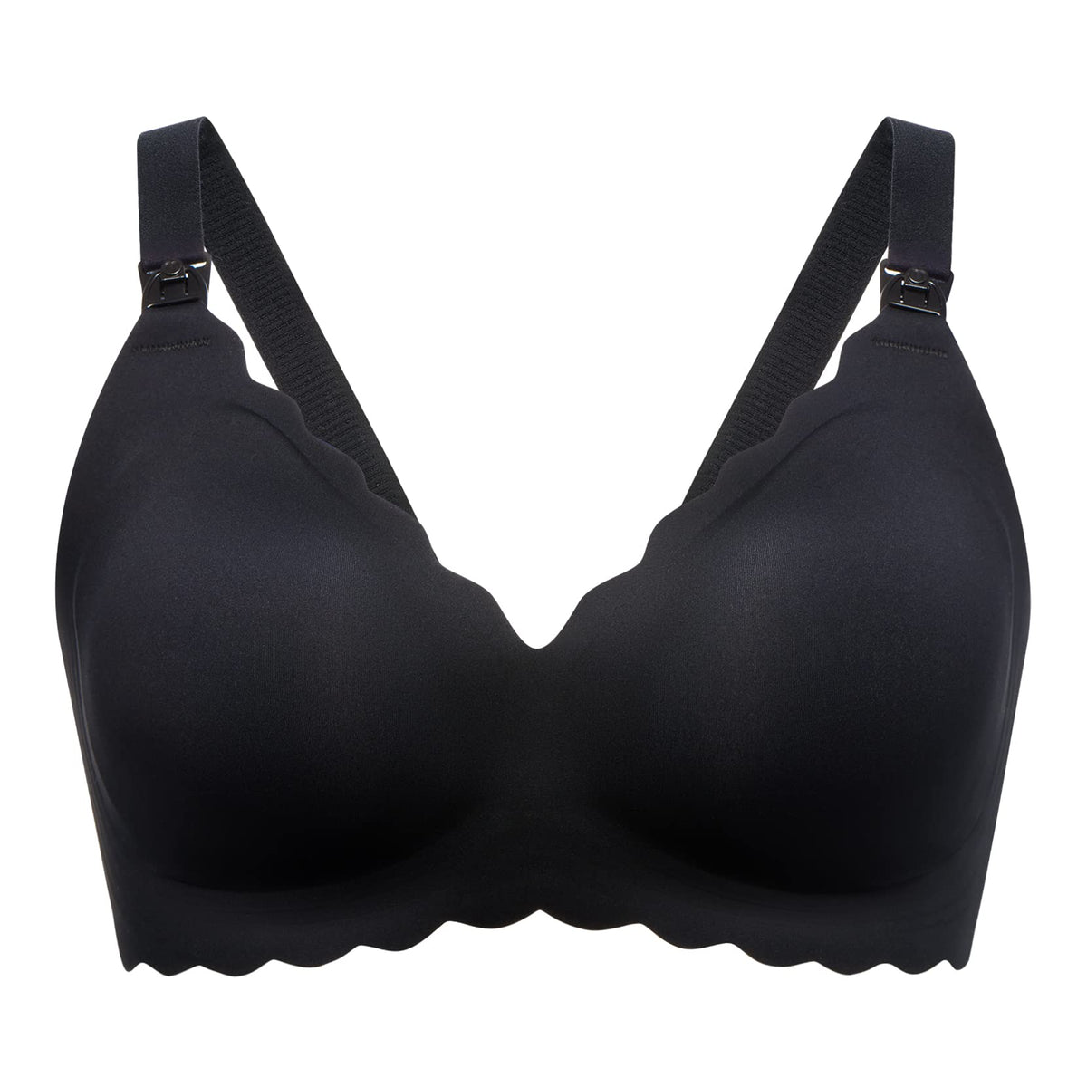 Women's Momcozy for Breastfeeding, Seamless Pregnancy Wireless Classic Jelly Strip Support Black Nursing Bra