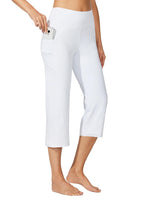 Willit Women's Yoga Capris Pants High-Waist Leggings Crop - White