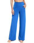 Promover Wide-Leg Pants For Women With Pockets Soft Strong Blue S