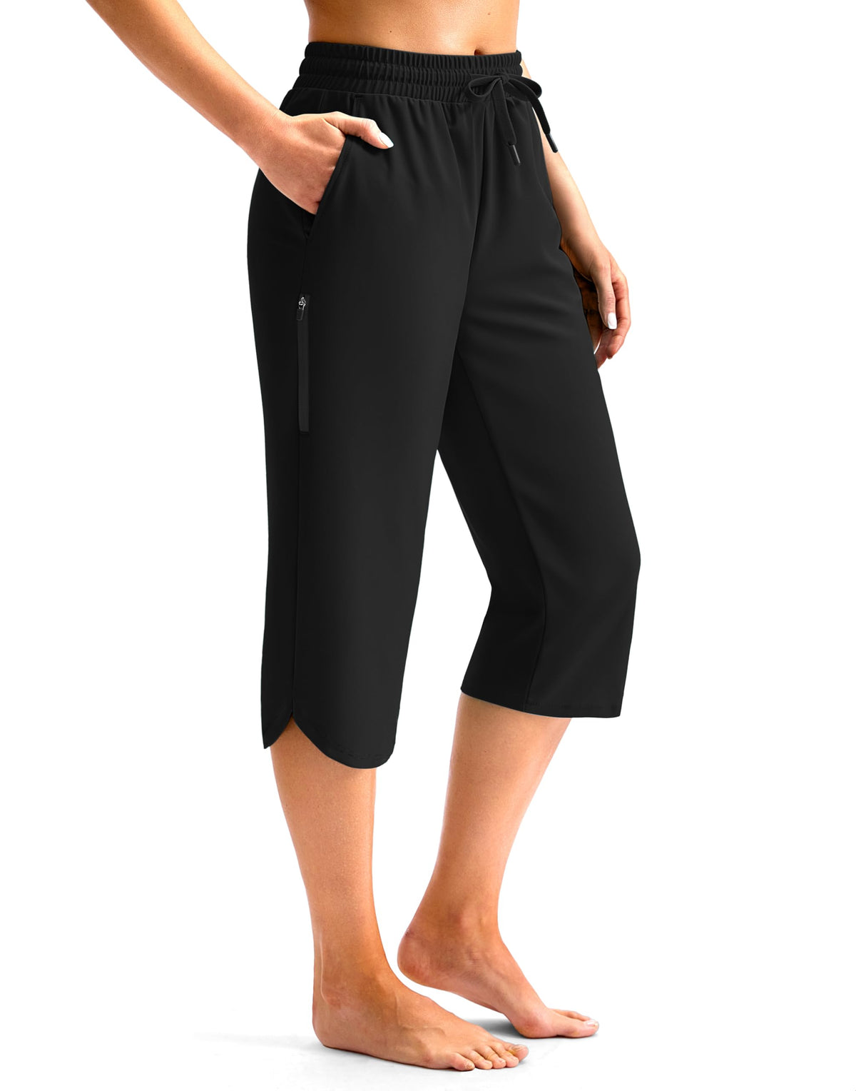 Viodia Women's 18" Modest Swim Capris Pants With Pockets Black S