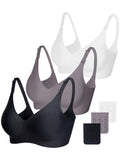 Women's Vinfact 3 Pack Smooth for Breastfeeding Seamless for Pregnancy Wireless Bralette with Extra Extender-xl/black+grey+white Nursing Bra