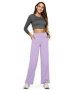 G4free Wide-Leg Yoga Pants For Women With Pockets Soft Lavender S