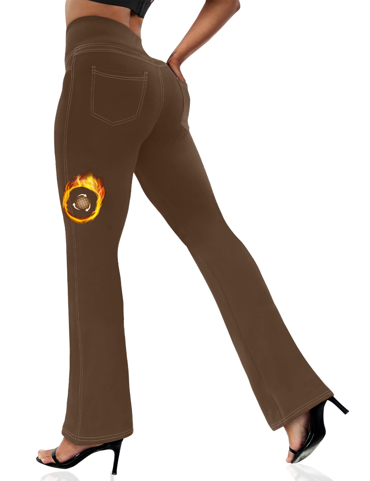 Vooveeya Women's Bootcut Leggings Bootleg Yoga - Fleece Lined-dark