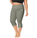 Light Grey Women's Swim Pants Surfing Tights Hawaiian Tropical UV Blocking Plus Size Water Sport Tummy Control Capris 2X