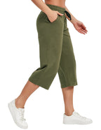 Specialmagic Women's Capri Pants Cotton Sweatpants Army Green 4xl