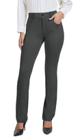 Vimpep Straight-Leg Yoga Dress Work Pants Women Pull On - Dark Grey