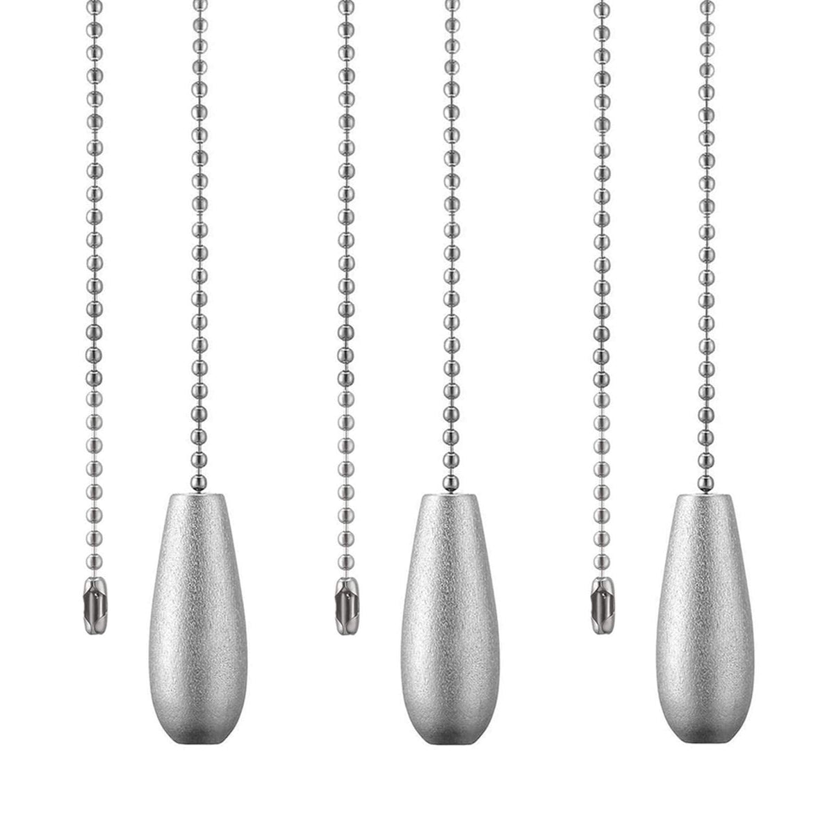 3 Pack Wooden Copper Ceiling Fan Pull Chains Extension Silver Color Chain Pulls