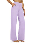 G4free Wide-Leg Yoga Pants For Women With Pockets Soft Lavender S