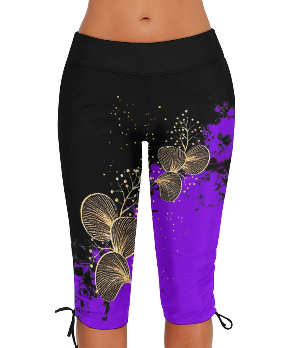 Urchics Womens Plus Size Rash Guard Capris Long Swim Shorts Swimming Pants