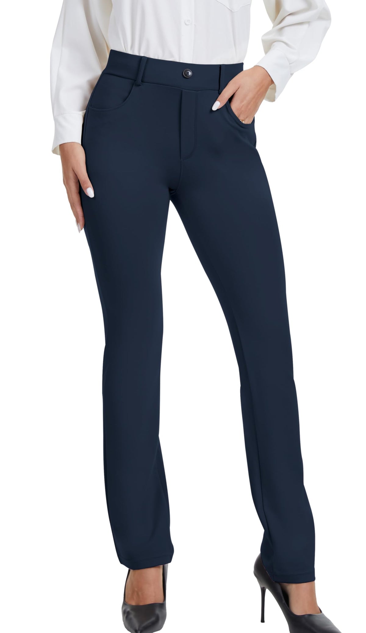 Vimpep Straight-Leg Yoga Dress Work Pants Women Pull On - Style 3
