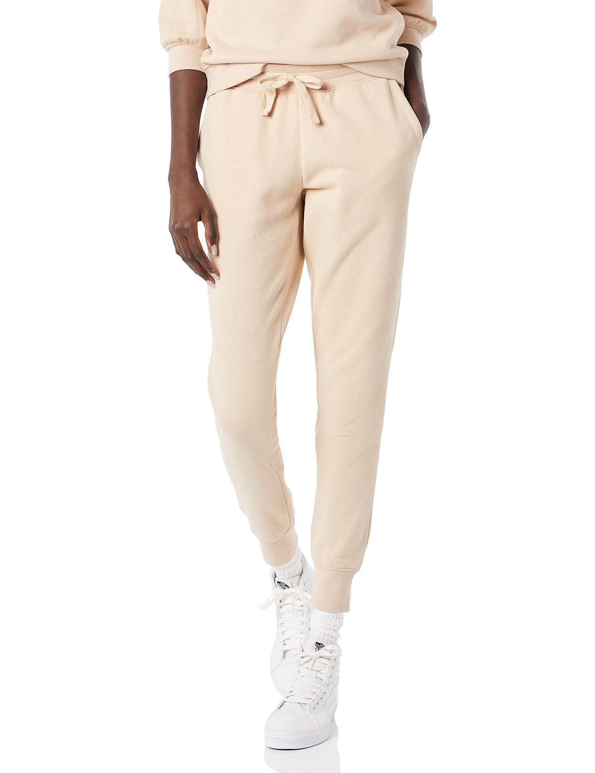 Essentials Women's French Terry Fleece Jogger Sweatpant Warm Beige