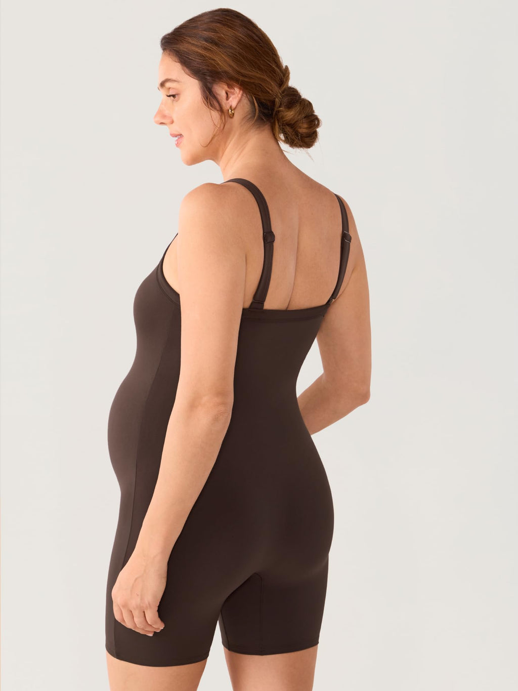 Women's Swimsuit Momanda Maternity Bodysuit Shorts 5.5" Clay Brown