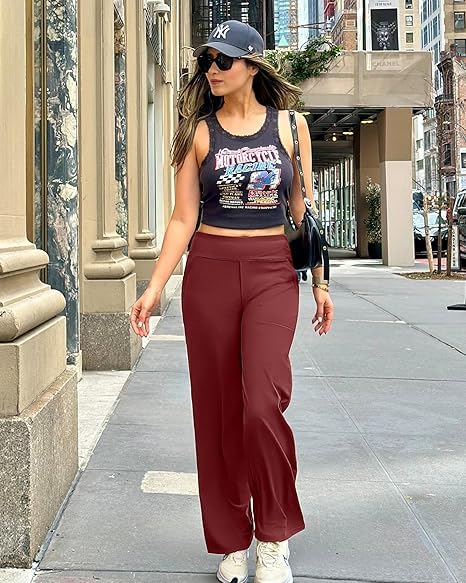 G4free Yoga Dress Pants For Women Lightweight Dark Burgundy M Regular