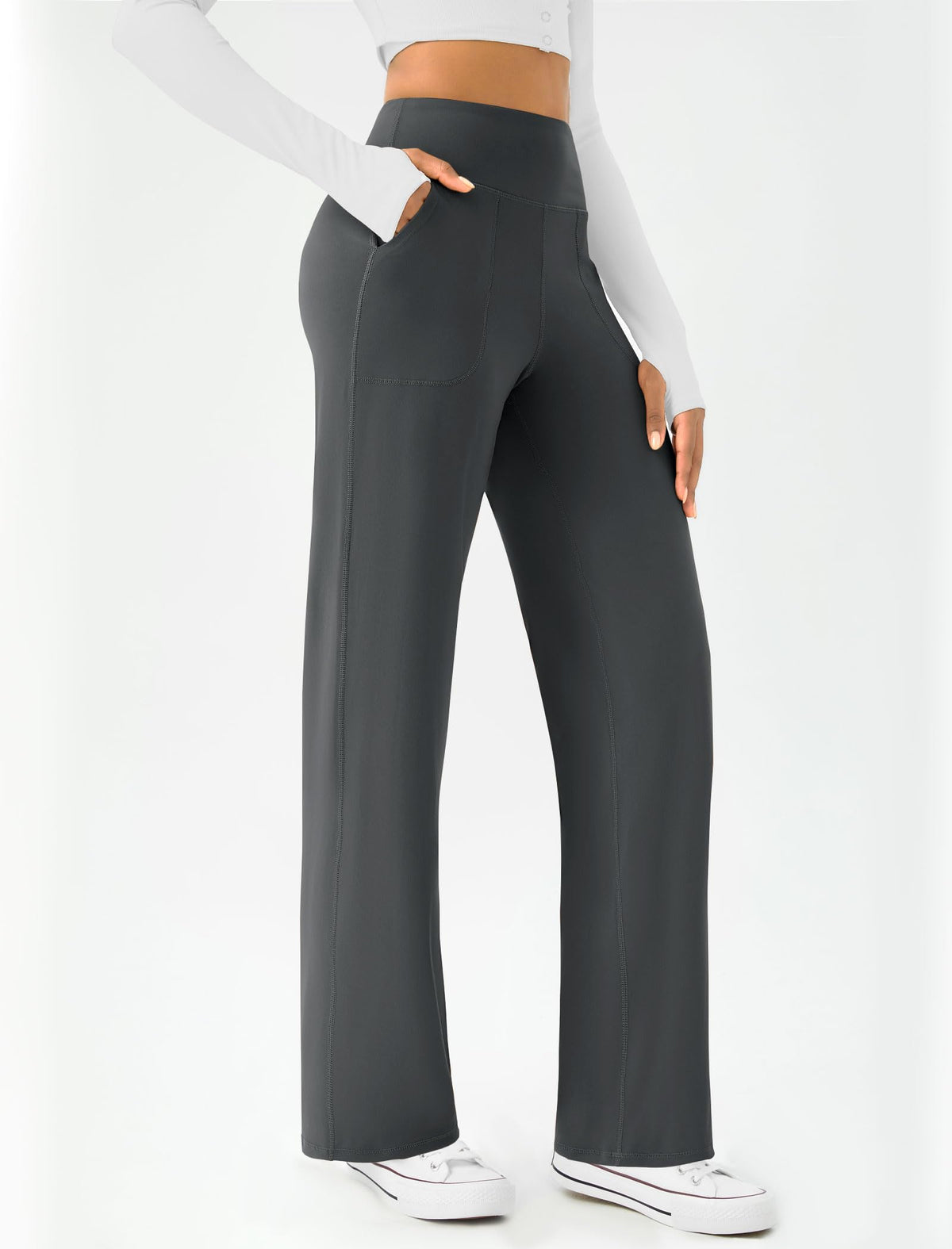 Dlooda Women's Wide-Leg Yoga Pants High-Waist Casual Trousers With