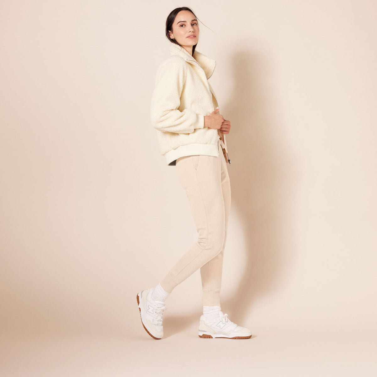 Essentials Women's French Terry Fleece Jogger Sweatpant Warm Beige