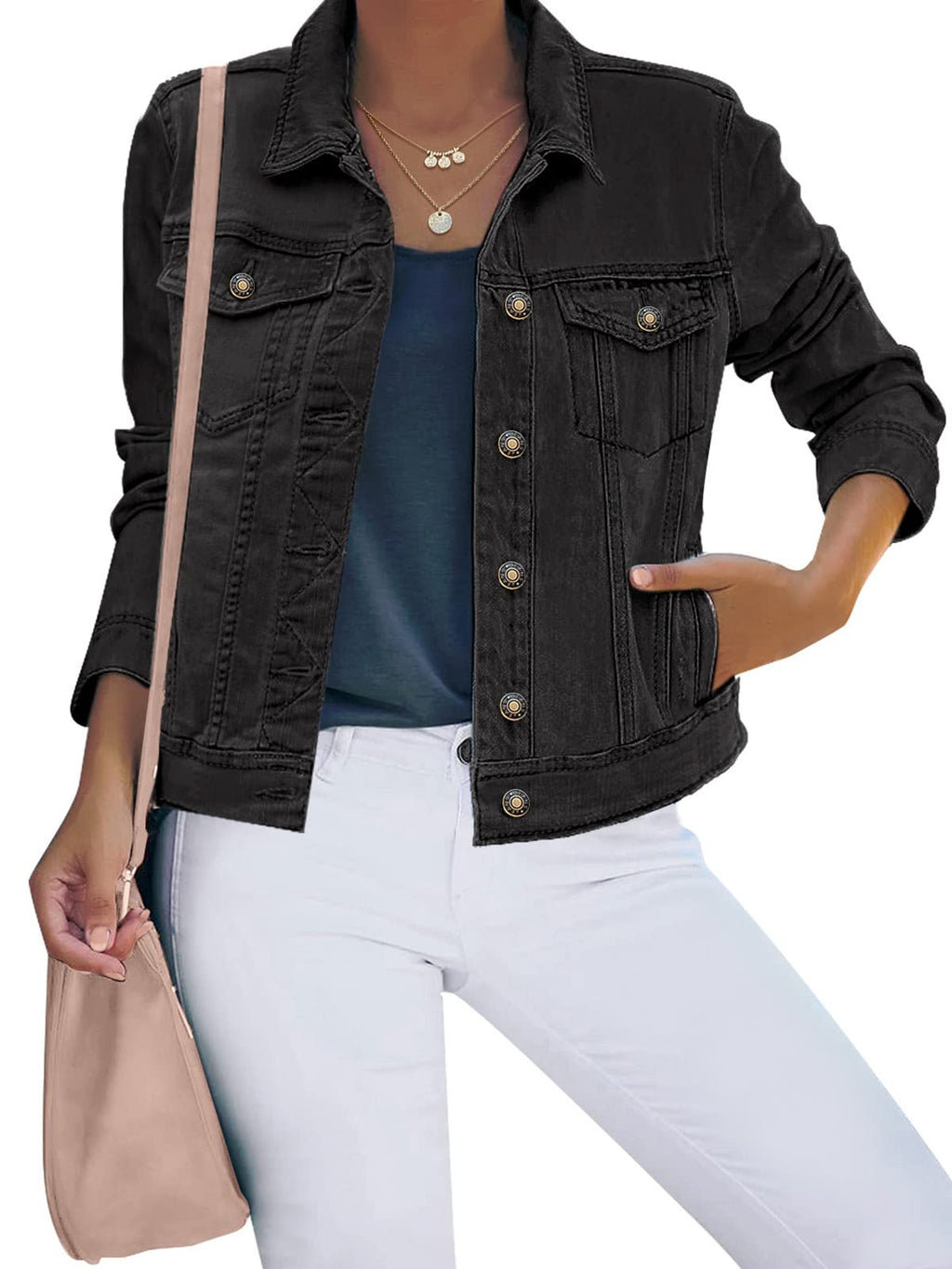 Luvamia Jean Jacket For Women Trendy Women's Black Size XXL - Vintage