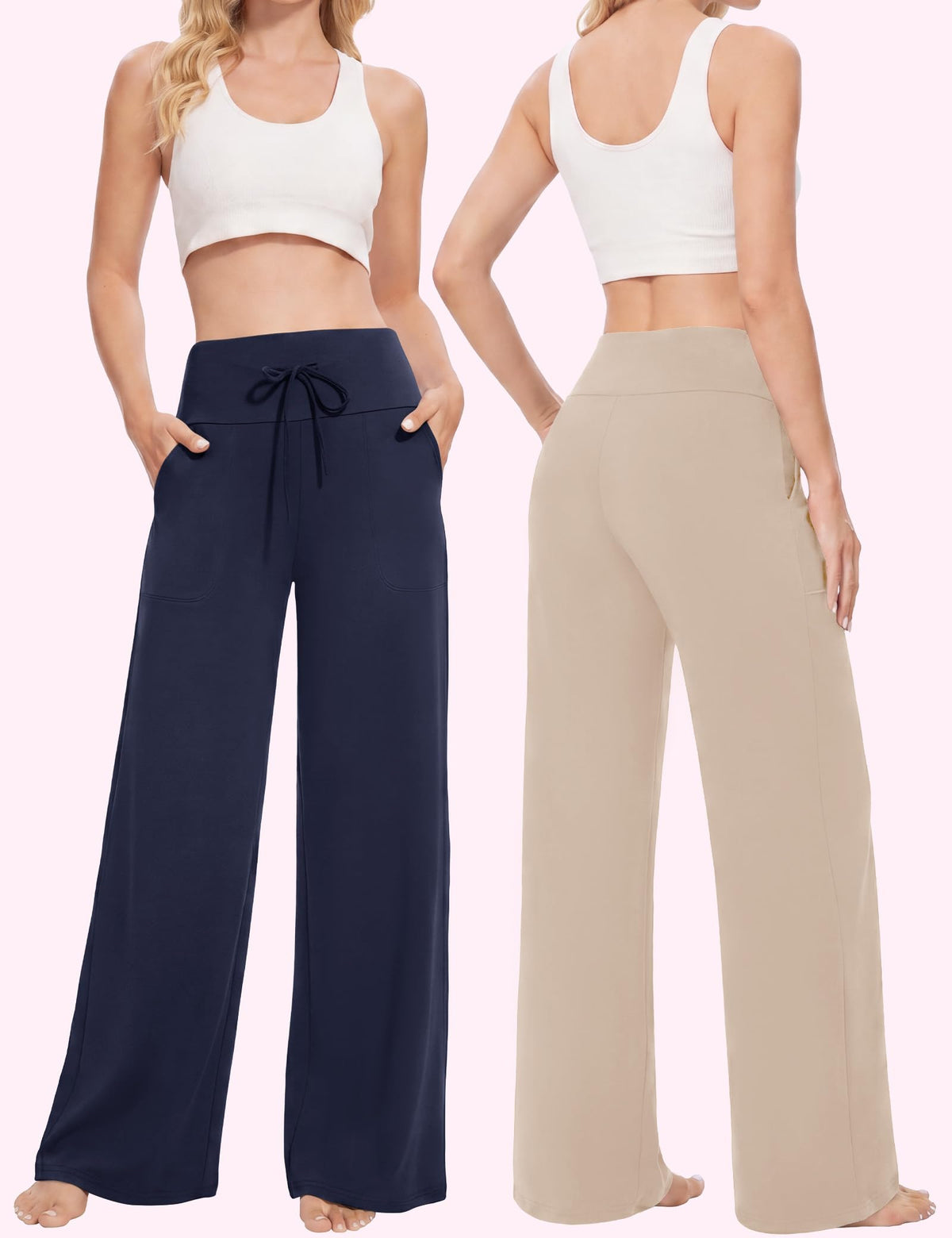 Showitty 3 Pack Women's Wide-Leg Yoga Pants With Pockets For Lounge