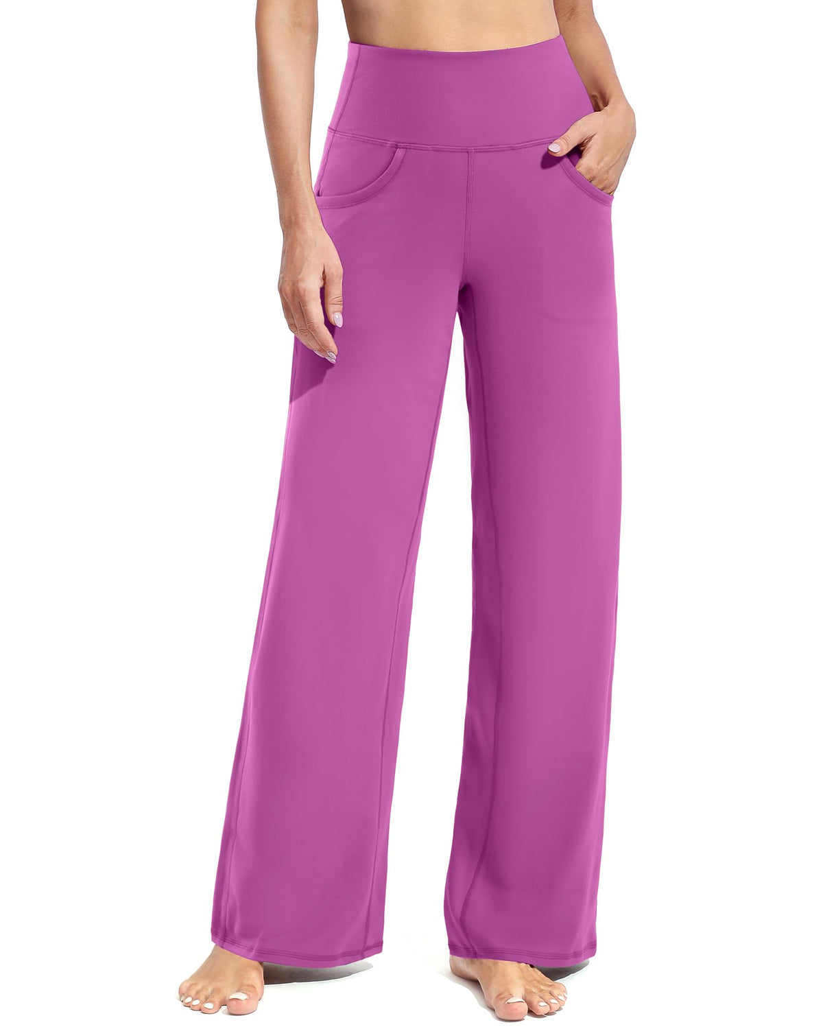 Promover Wide-Leg Pants For Women With Pockets Raspberry Purple Xs