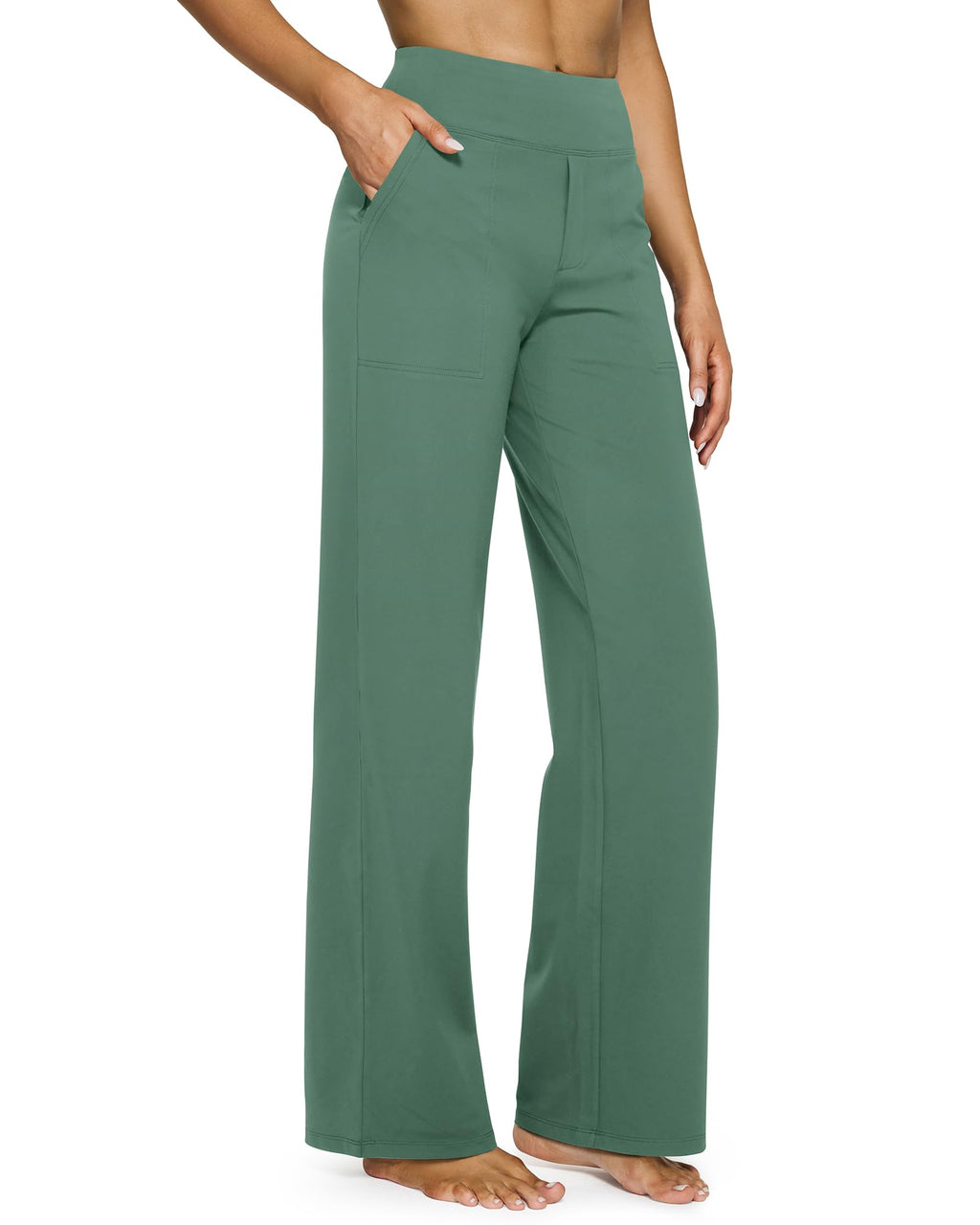 G4free Flare Yoga Pants For Women Stretch Loose Fit Sage Green M Tall