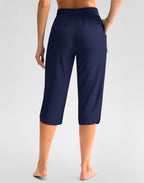 Viodia Women's 18" Plus-Size Modest Swim Capris Pants Navy 4xl