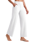 G4free Wide-Leg Dress Pants Women Ankle Length With Pockets White L