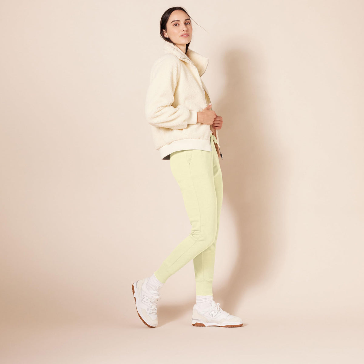 Essentials Women's French Terry Fleece Jogger Sweatpant Light Yellow