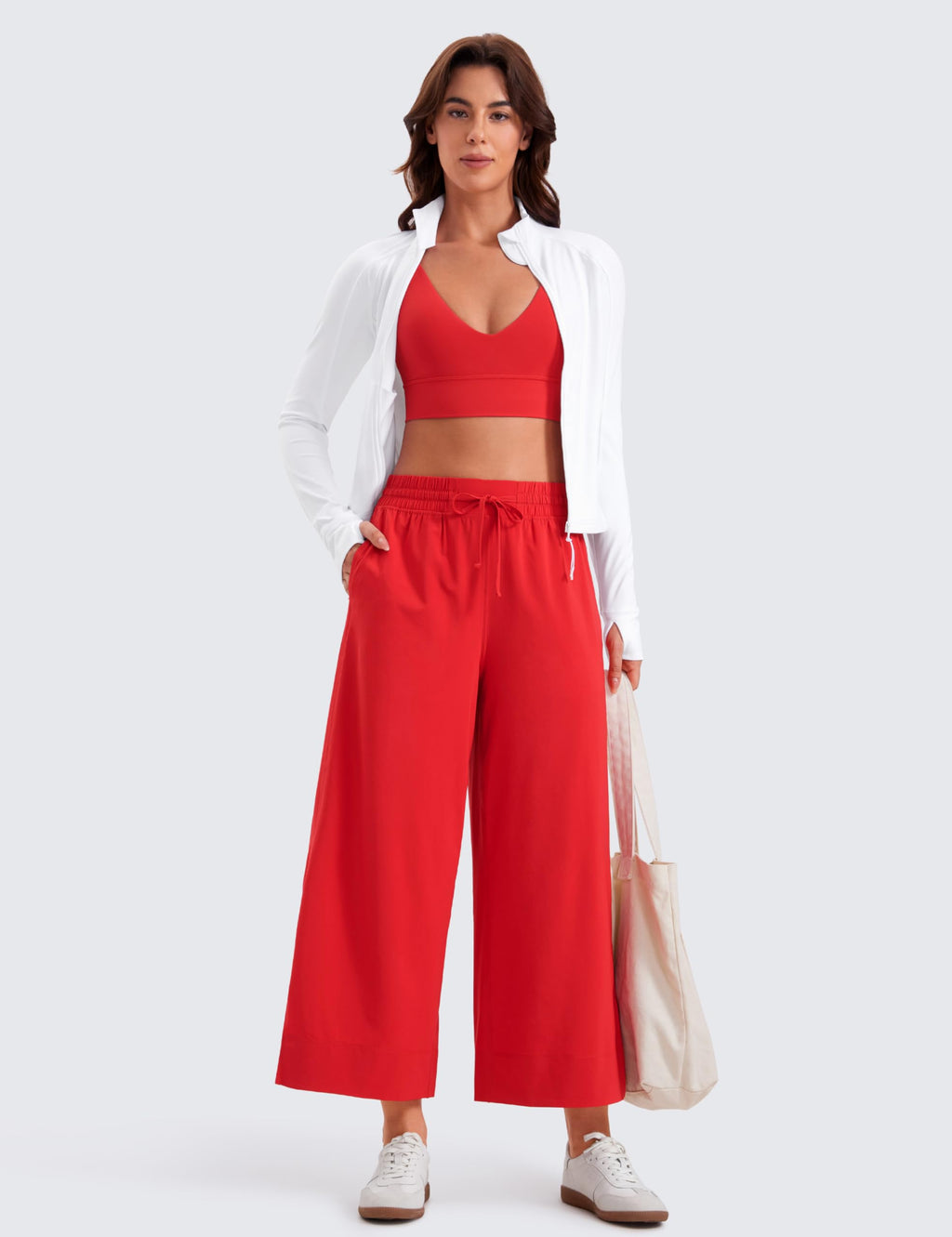 Women's Crz Yoga Lightweight Wide-Leg Crop Pants 25" Deep Red Medium