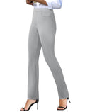 Keriffe Women's Stretchy Yoga Dress Pants Straight-Leg Work - Grey