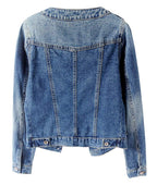 Kedera Jean Jacket For Women Trendy Collarless Button Down Long Sleeve Casual Western Denim Country Concert Outfits - Blue