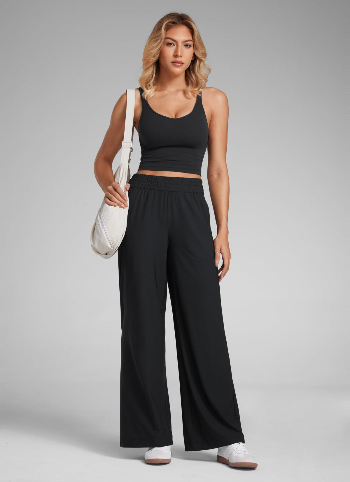 Women's Crz Yoga Drapey Wide-Leg Casual Pants 28" Black X-large