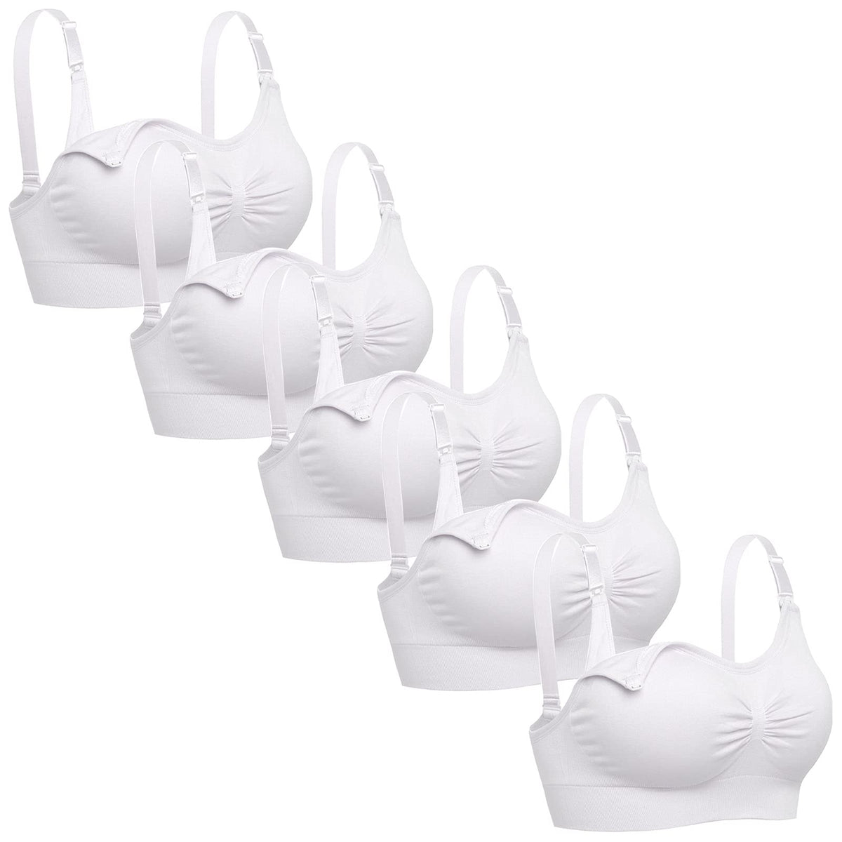 Lataly Women's Sleeping Wirefree Breastfeeding Bralette Pack of 5 Color White Nursing Bra