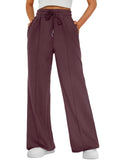 Automet Women's Wide-Leg Sweatpants Baggy Lounge Sweat Pants Winered