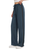 Tapata Petite Women 28" Inseam Striped Sweatpants Loose - Dark Grey