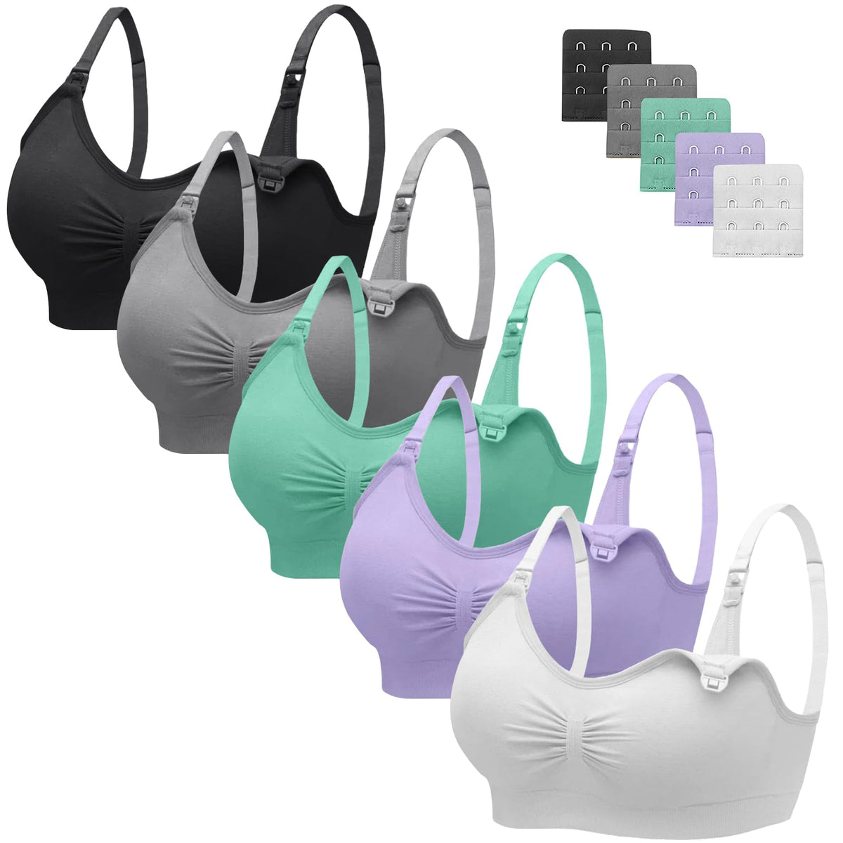 Angelhood Women's for Breastfeeding 5 Pack, Sleep Nursing Bra