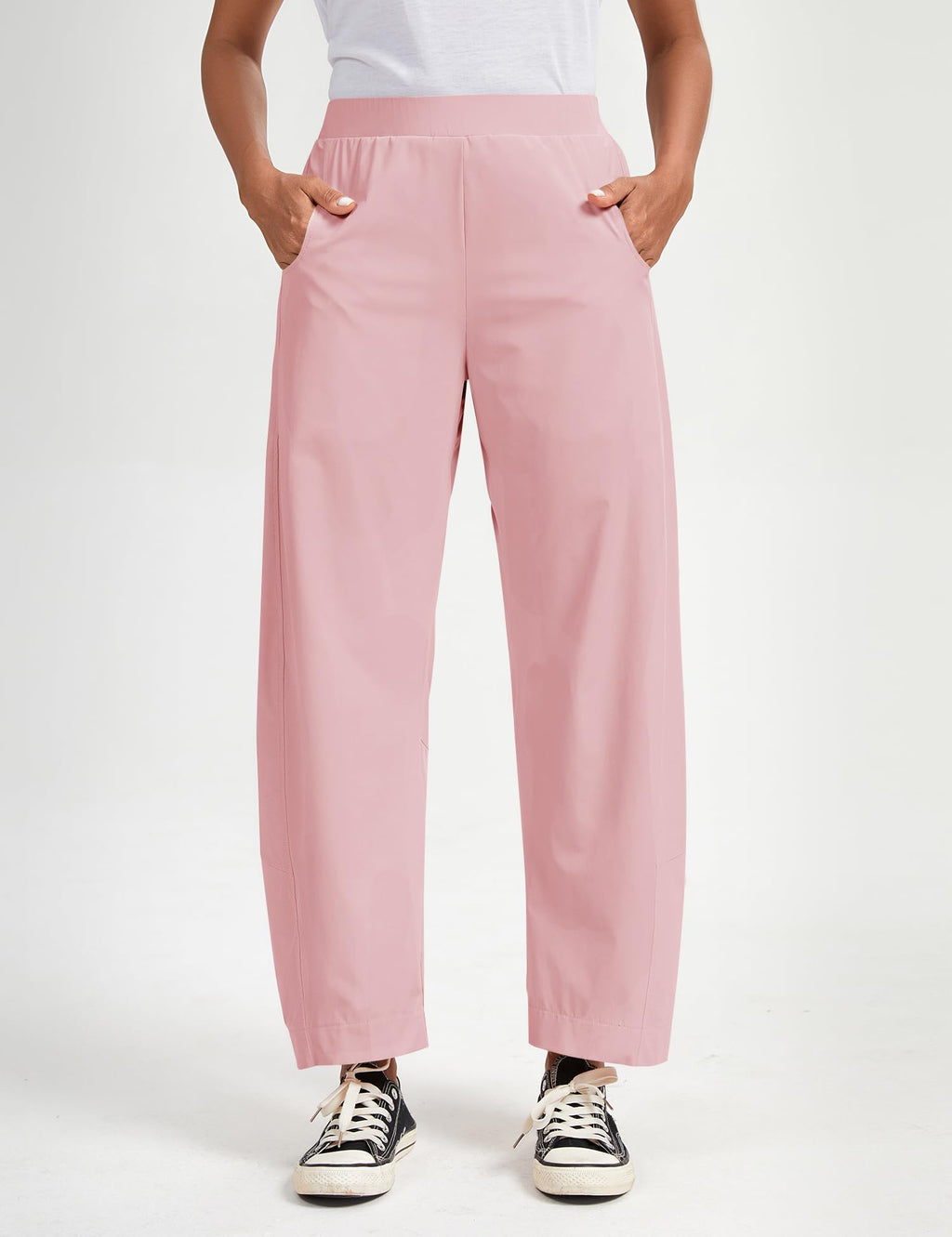 Lomon Spring Pants For Women's Ankle Length Petite Wide-Leg Yoga Golf