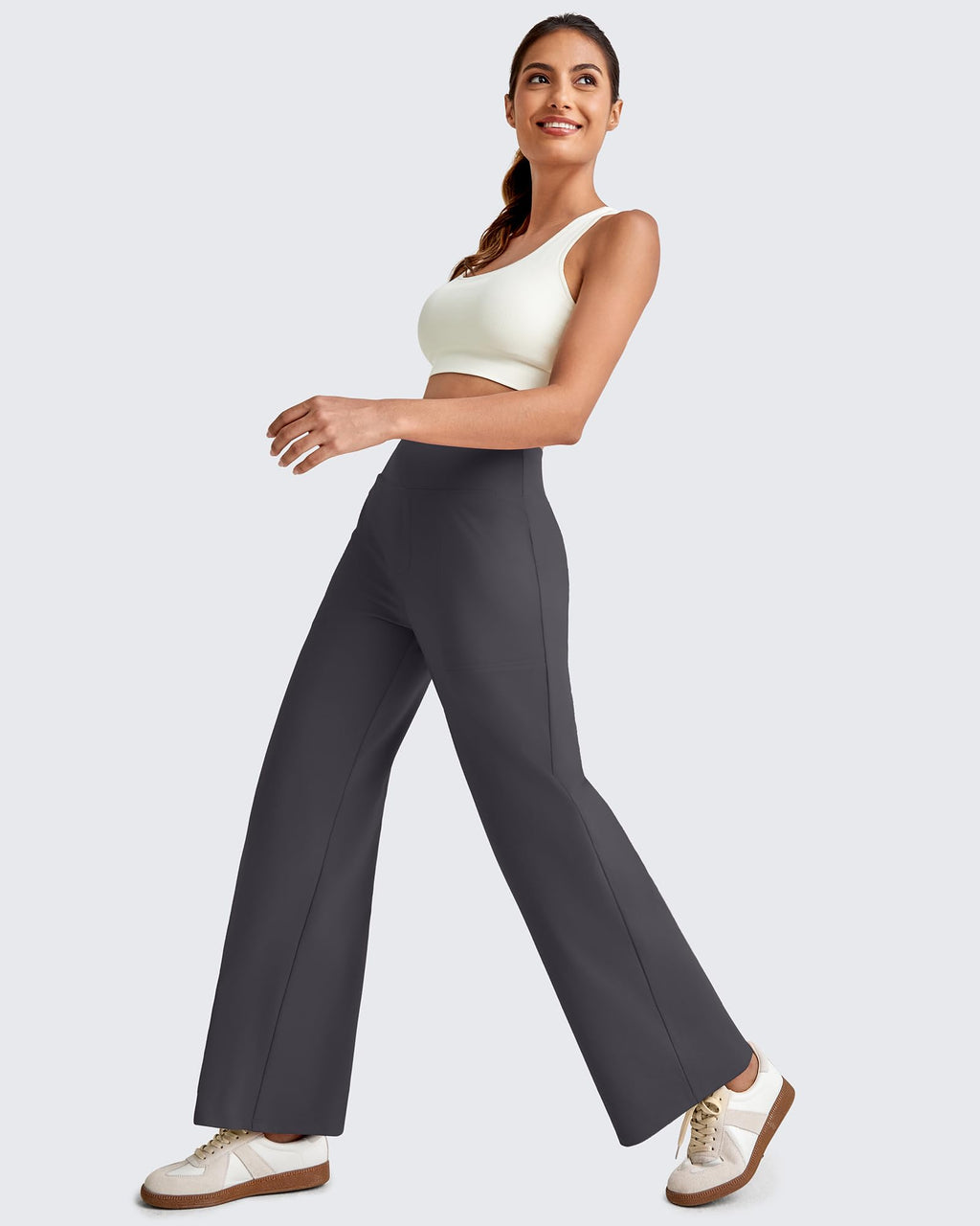 G4free Ankle Yoga Pants For Women High-Waist With Pockets Dark Grey L