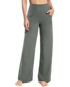 Promover Wide-Leg Pants For Women With Pockets Grey Sage Xxl Tall