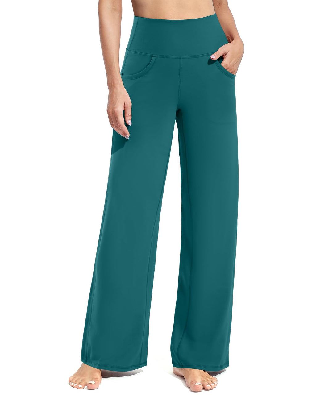 Promover Pants For Women With Pockets Stretch Relaxed Fit Teal Xl Tall