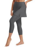 baleaf Women's 20" Swim Leggings with Skirt Long Swim Pants Dark Gray XL