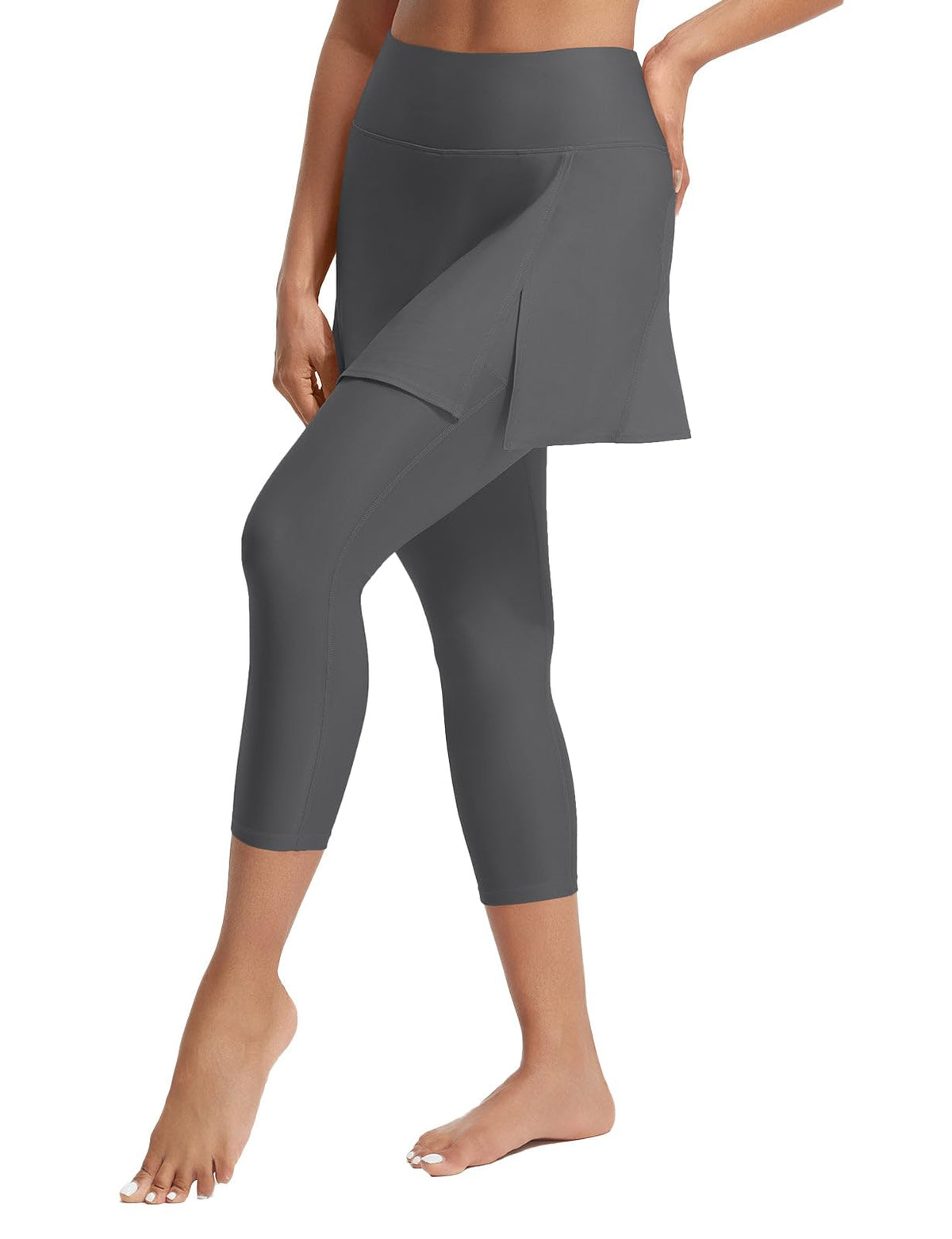 baleaf Women's 20" Swim Leggings with Skirt Long Swim Pants Dark Gray XL