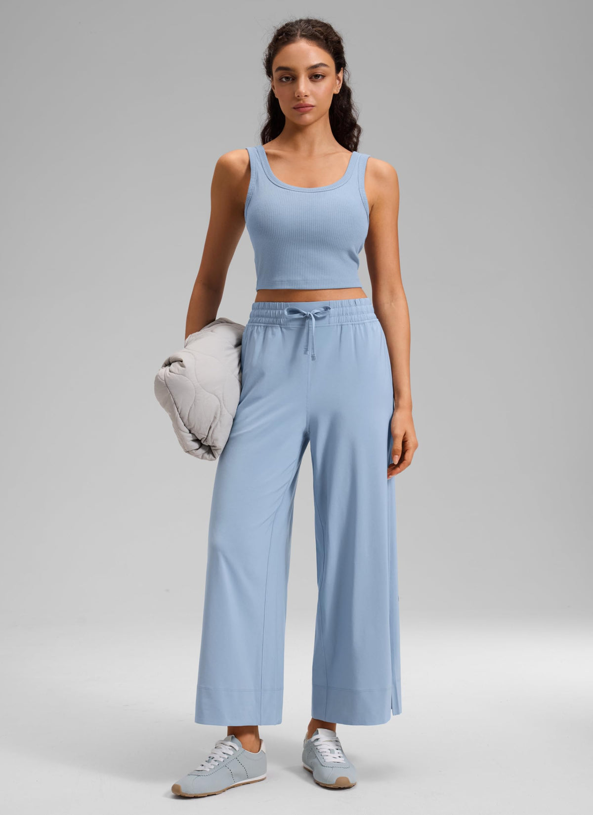 Women's Crz Yoga Lightweight Wide-Leg Crop Pants 25" - The Breeze Blue