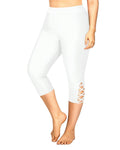 Holipick White Plus Size Swim Pants for Women Criss Cross Swim Capris High Waisted Swim Leggings UPF 50+ Long Swim Shorts 22W