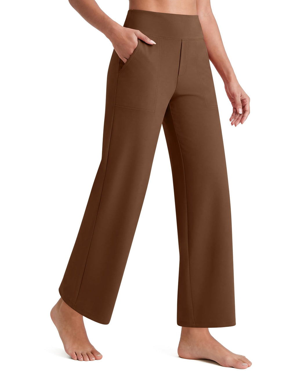 G4free Yoga Pants For Women Ankle Length With Pockets Dark Coffee L